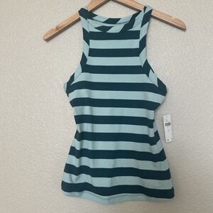 Maeve By Anthropologie The Krista Green Striped Tank NWT High Neck Size Small